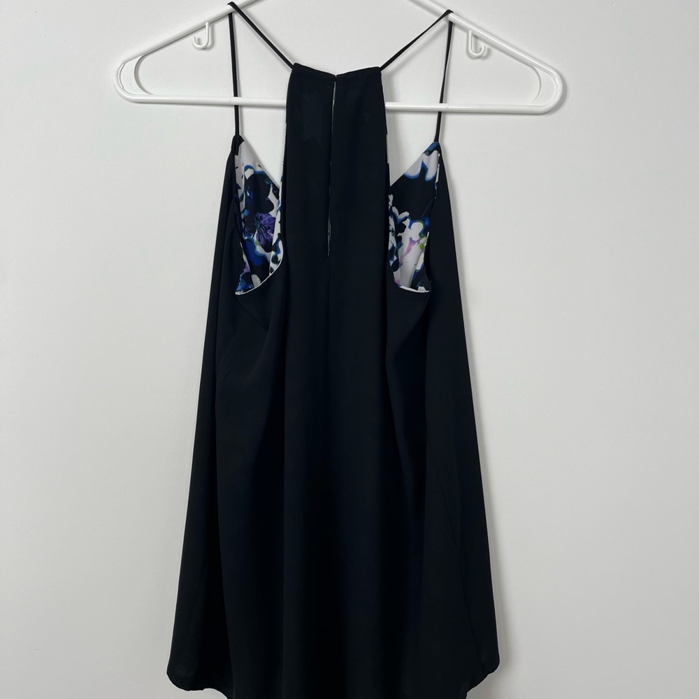 Express Black and Floral Reversible Tank Top Womens Extra Small - Picture 2 of 4